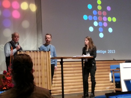 Foto: Jenny Grensman. Markus Suurküla, FMV, och Sverker Hansson, SVECO, talar vision under Josefin Utas ledning.
