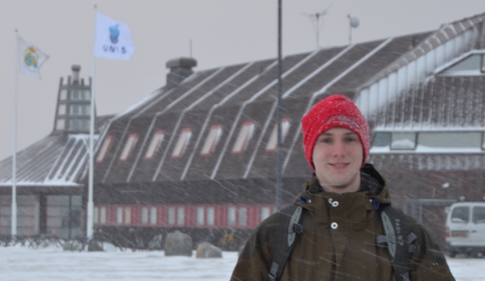 Teknologen Patrik Kärräng pluggar på Svalbard under hela vårterminen. Foto: Privat