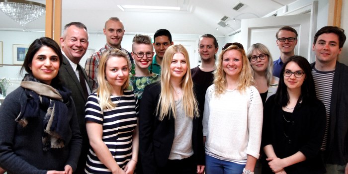 Teknologen Håkan Lundstedt, femma från vänster i bakre raden, har fått en plats i Saco studentråds ledarskapsutbildning. Foto: Saco