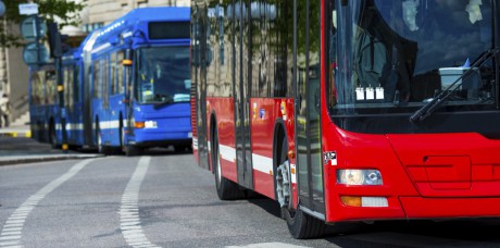 Buses in traffic