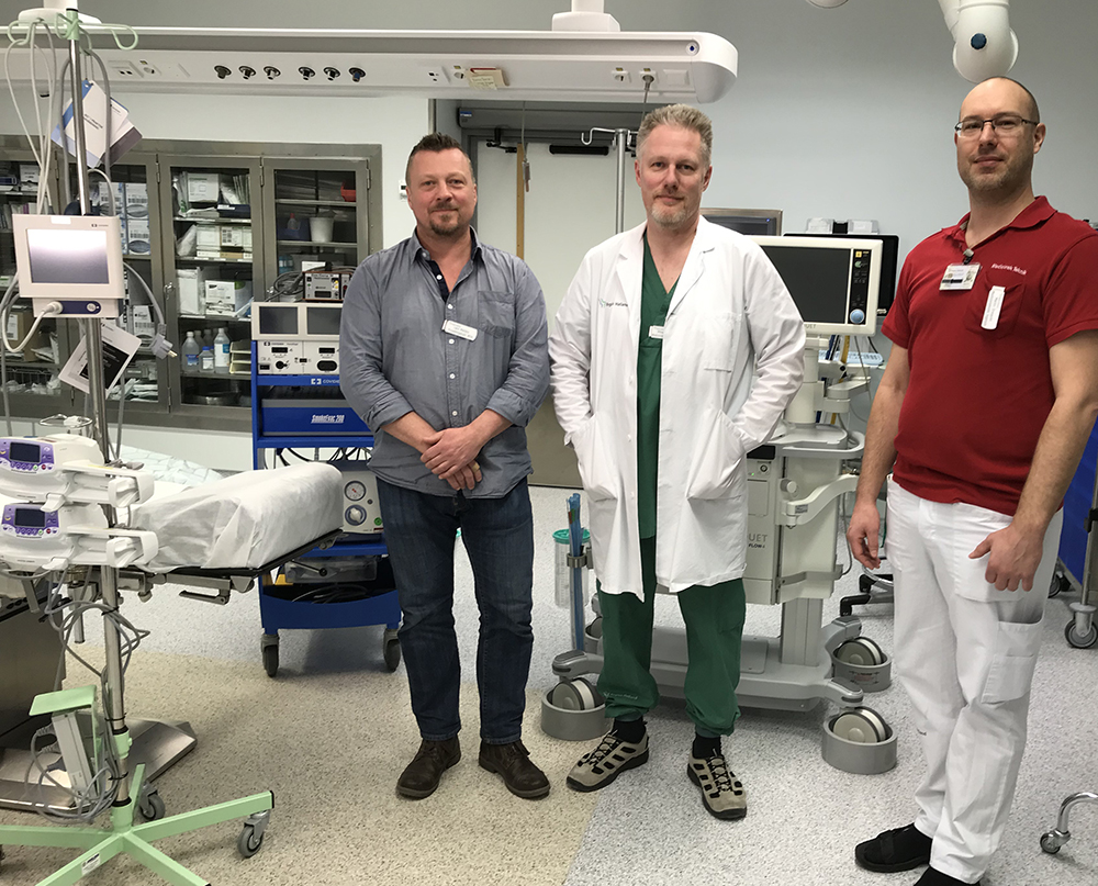 Lars Mellbin, Mikael Thieme och Martin Enequist, medicintekniska ingenjörer i Region Halland, jobbar nu för fullt för att hantera situationen med Covid-19.
