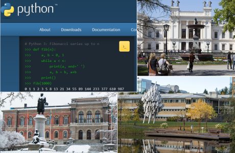 Pythons webbplats, Uppsala, Umeå och Lunds universitet
