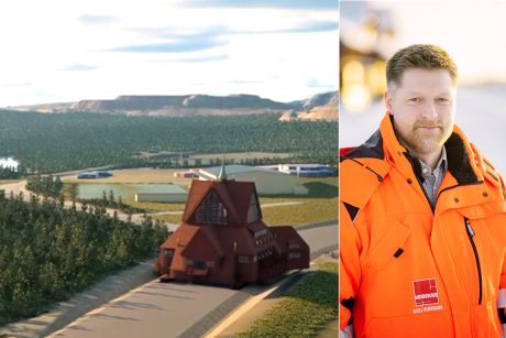 I augusti kommer Kiruna kyrka flyttas till stadens nya centrum. Illustrationen ovan är från LKAB:s animerade film av flyttvägen. Till höger: Kjell Olovsson, projektchef på Veidekke.