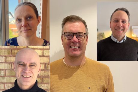 Projektledarna Eva Lundin, AB Volvo, Erik Bjäresten, Linköpings kommun, Christer Kallin, Sweco, och Jonas Thygesen, APL.