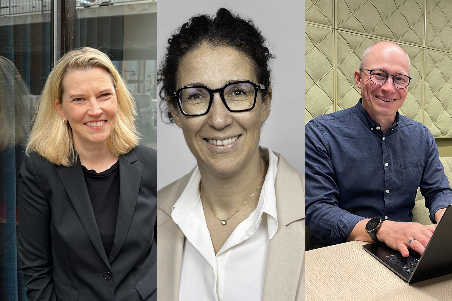 Emma_Leilla_Jakob Emma Sallnäs, Leilla Bezazzi och Jakob Lindmark på Sveriges Ingenjörer menar att det är positivt att medlemmar själva söker svar på arbetsrättsliga frågor. Men de varnar för riskerna att lita på AI-verktyg som exempelvis ChatGPT.