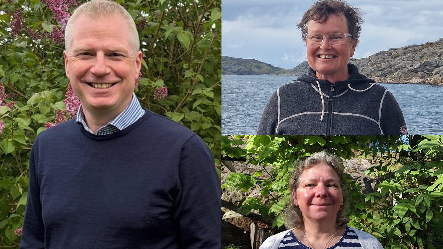 Vänster: Lars Svensson, Saablistan – för svensk industri, samhälle och beredskap. Höger: Maria Sandberg, Ingenjörer i staten och Helene Åhsberg, Ingenjörer för ett hållbart samhälle. Foto: Privat.