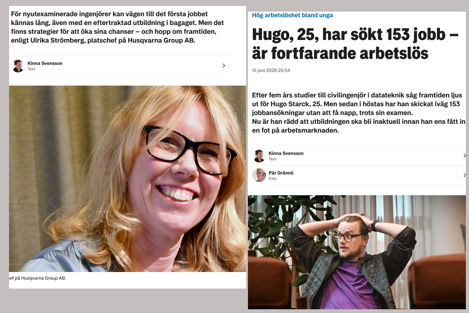 Jonkopings-Posten_Ulrika_Stromberg_Hugo_Stark Klipp ur Jönköpings-Posten av artiklar med Ulrika Strömberg och Hugo Stark