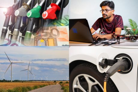 I sommar blir det billigare att tanka bensin och diesel och ladda elbilen på jobbet. Lönekraven höjs för arbetskraftsinvandrare och den som bor nära vindkraftverk kan få högre ersättning. Foto: Getty Images och Mostphotos.